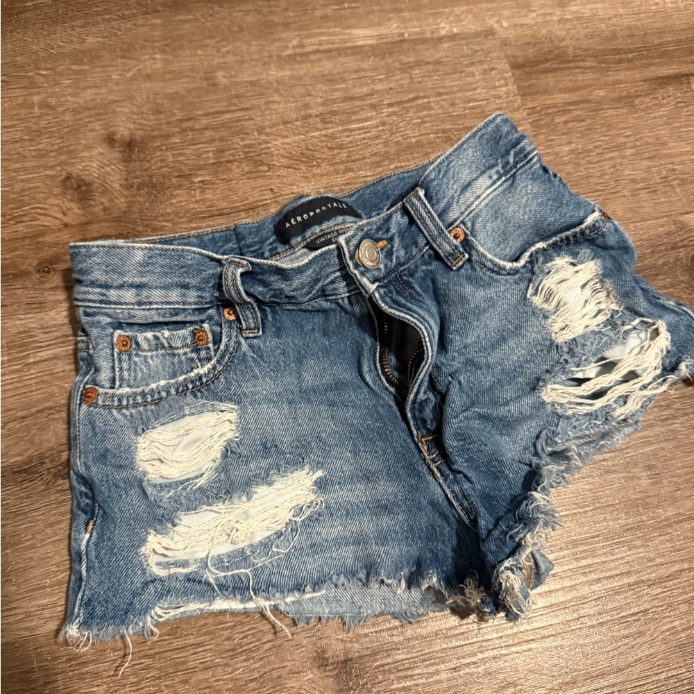 Aeropostale Blue Distressed Jean Shorts